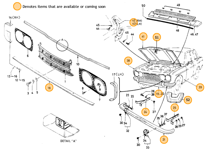 Datsun 510 Front End Restoration Parts