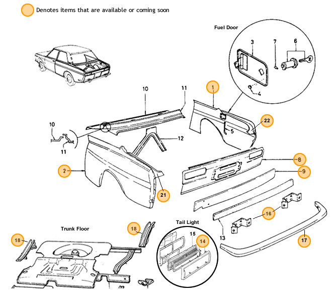 Datsun 510 Rear End Restoration Parts